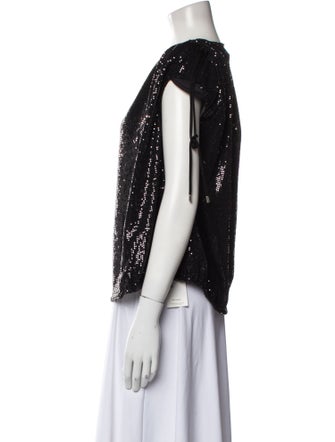 Attico Bateau Neckline Short Sleeve Top