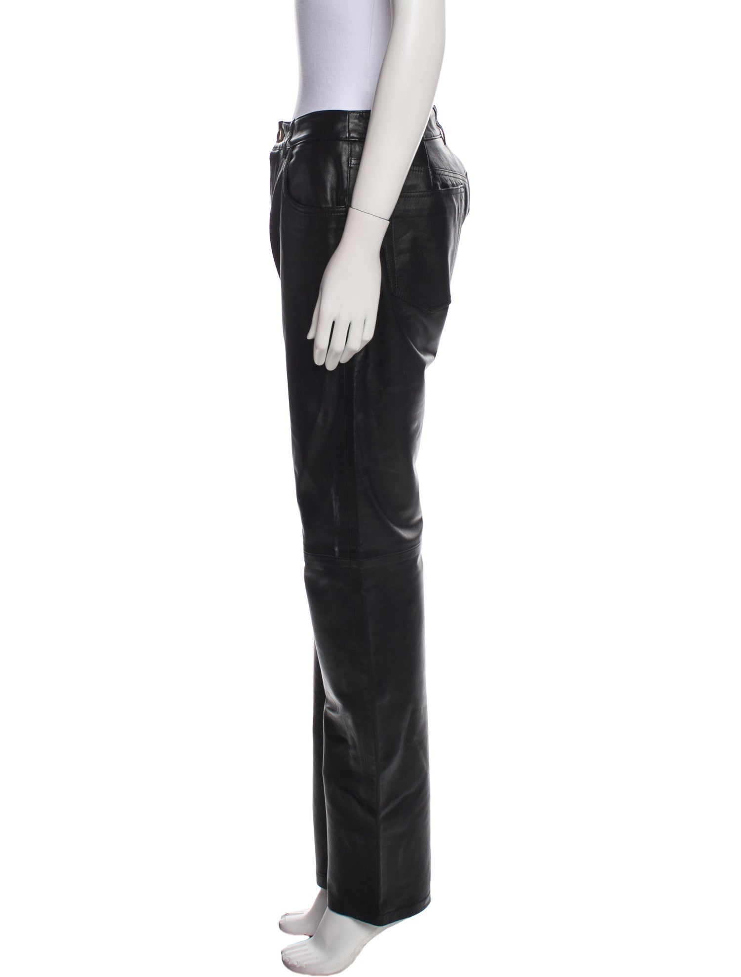 Attico Lamb Leather Wide Leg Pants - Black, 10.25