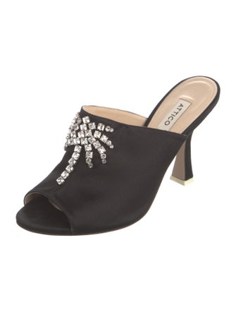 Attico Satin Crystal Embellishments Mules