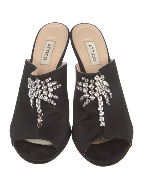 Attico Satin Crystal Embellishments Mules