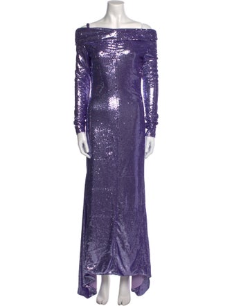 Attico Bateau Neckline Long Dress