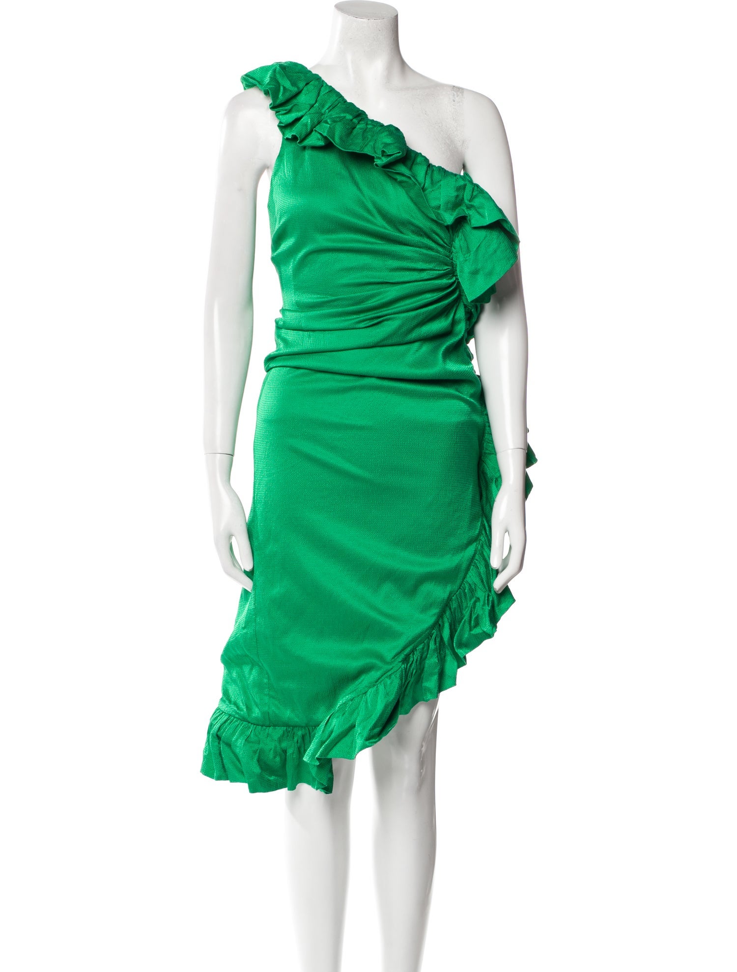 Attico One-Shoulder Long Dress - Green Dresses, Clothing