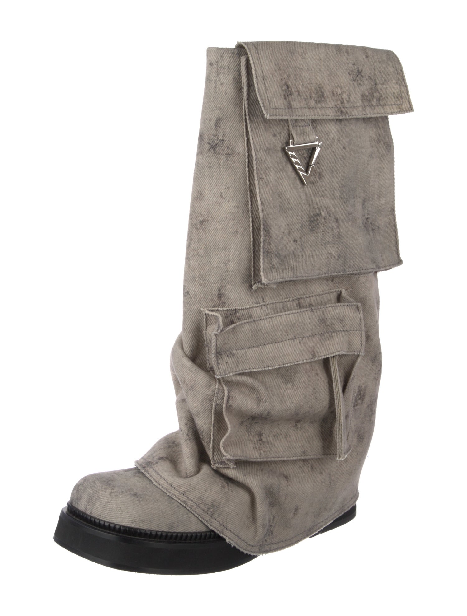 Attico Denim Animal Print Boots