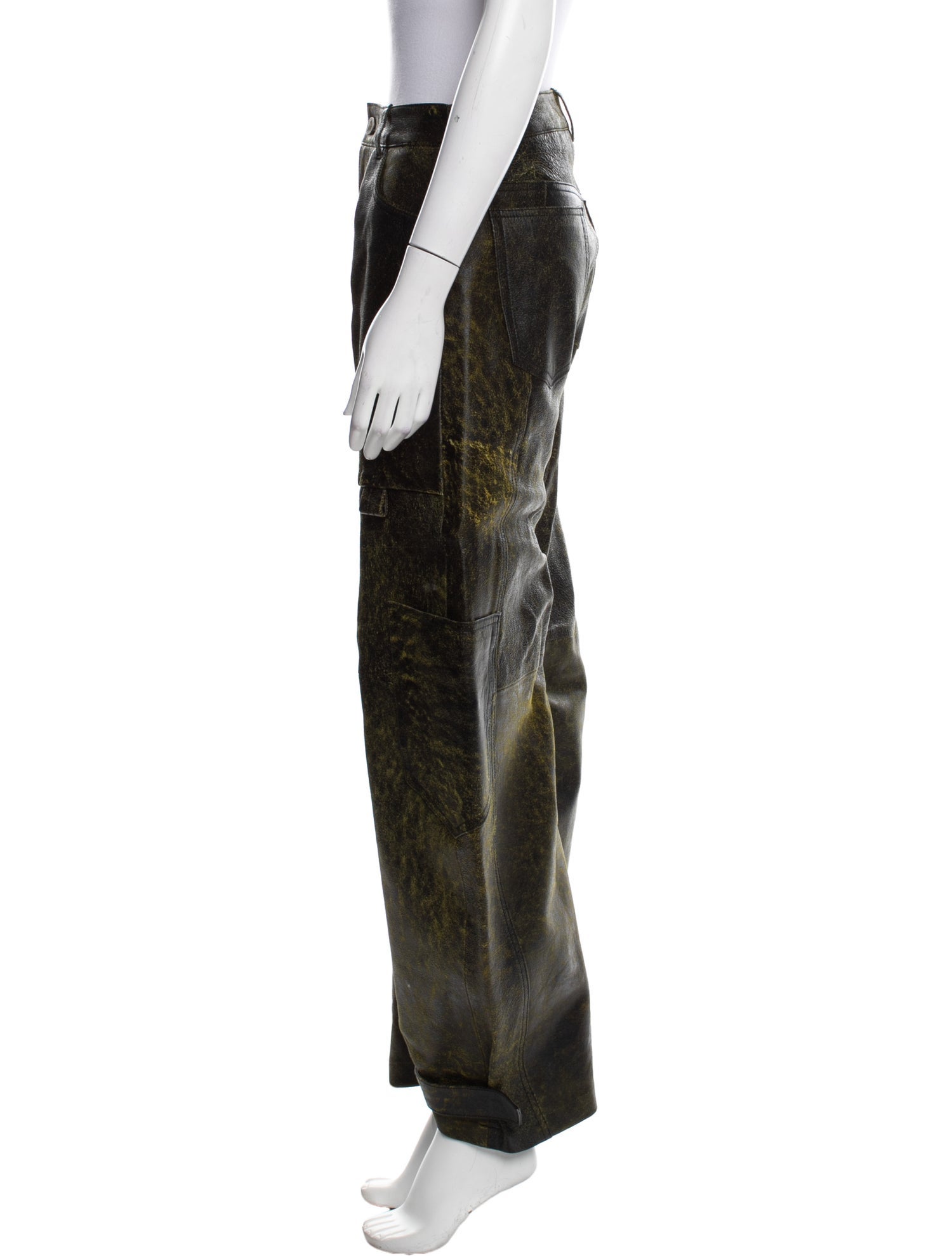 Attico Lamb Leather Wide Leg Pants