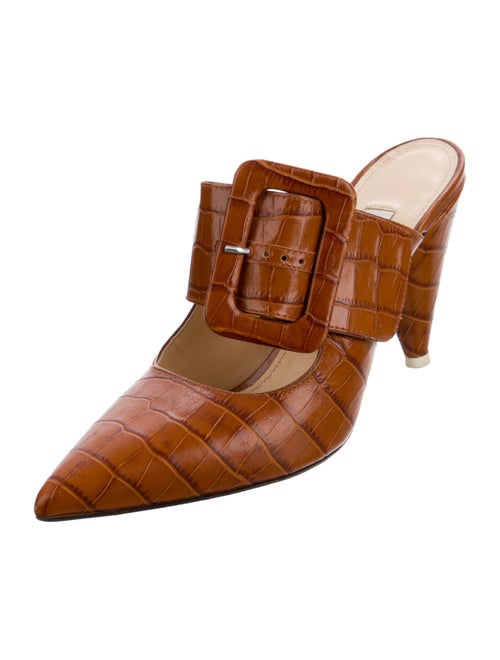 Attico Embossed Leather Animal Print Mules