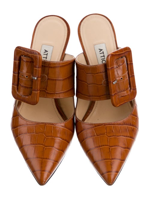 Attico Embossed Leather Animal Print Mules