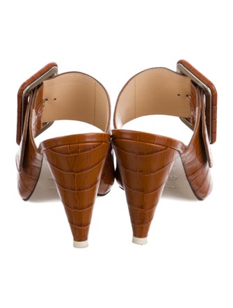 Attico Embossed Leather Animal Print Mules