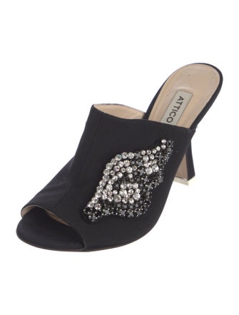 Attico Satin Crystal Embellishments Slides