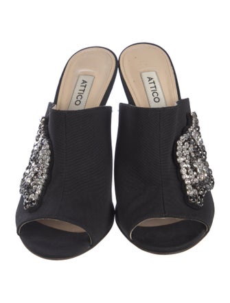 Attico Satin Crystal Embellishments Slides