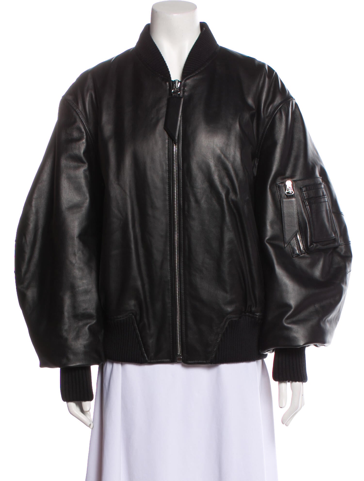 Attico Leather Bomber Jacket