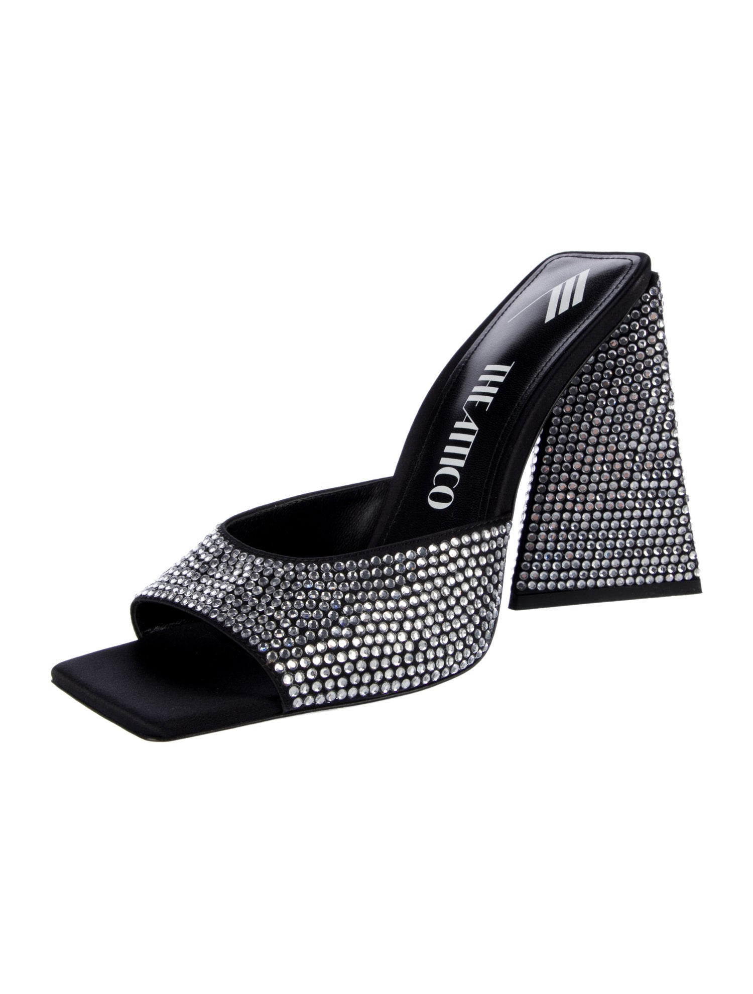 Attico Satin Crystal Embellishments Mules