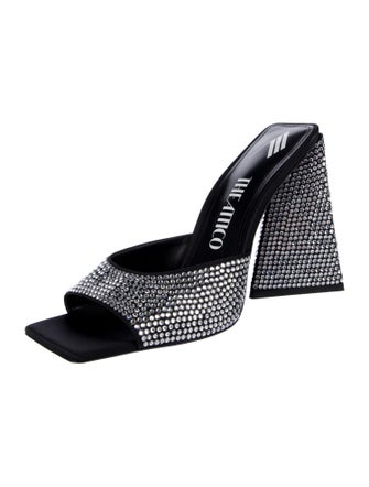 Attico Satin Crystal Embellishments Mules