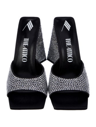 Attico Satin Crystal Embellishments Mules
