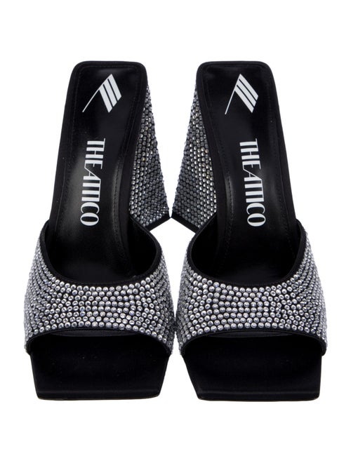 Attico Satin Crystal Embellishments Mules
