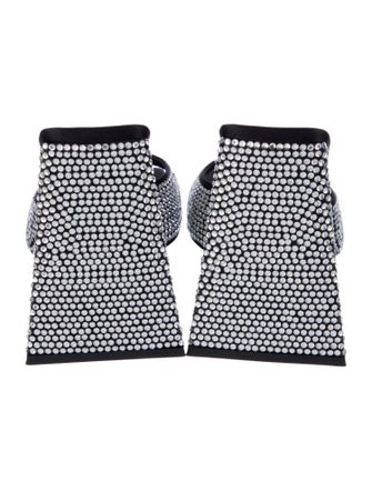 Attico Satin Crystal Embellishments Mules