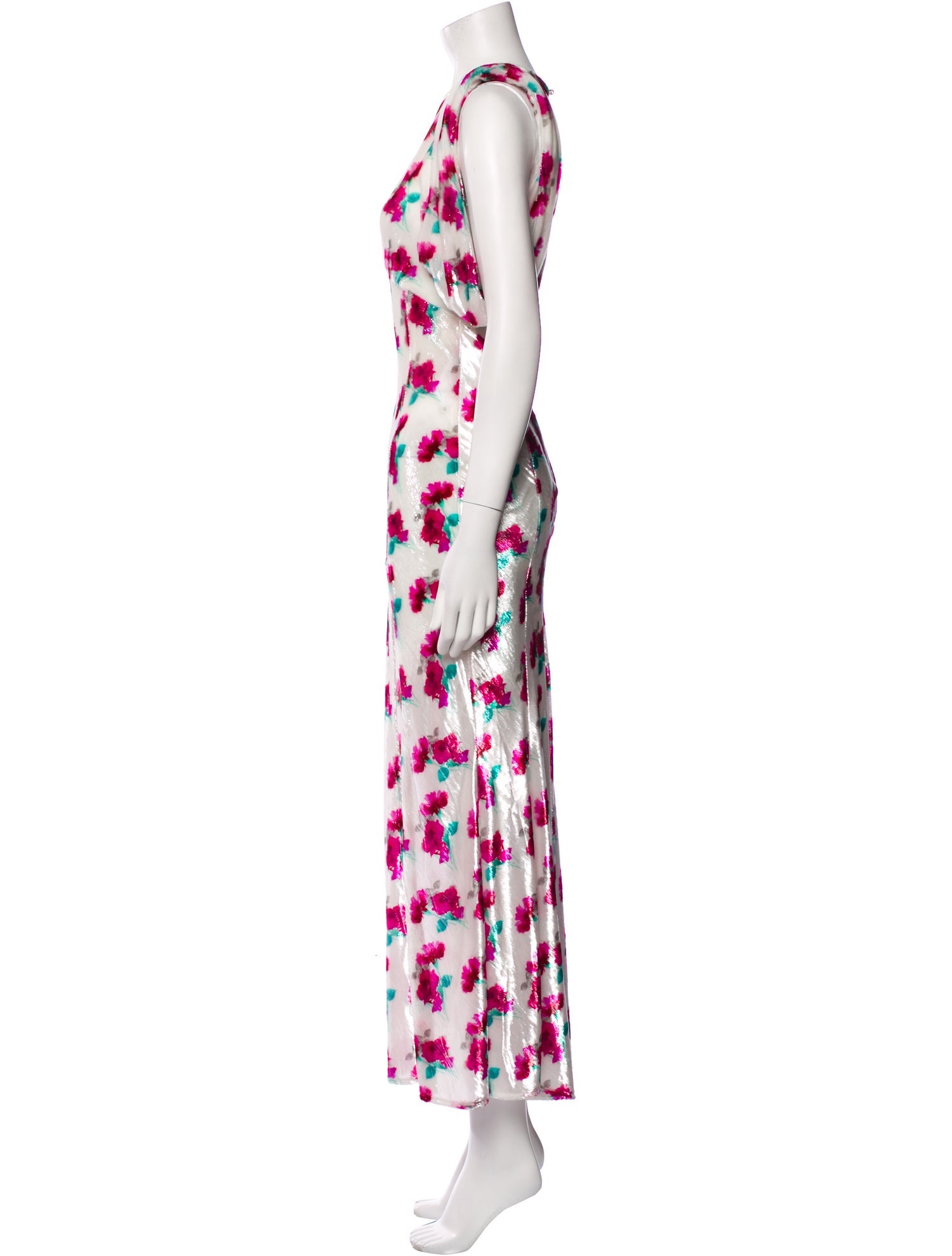 Attico Floral Print Long Dress