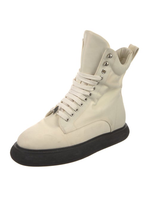 Attico Nylon Leather Trim Embellishment Combat Boots