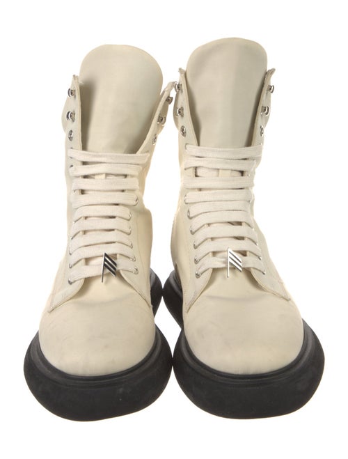 Attico Nylon Leather Trim Embellishment Combat Boots