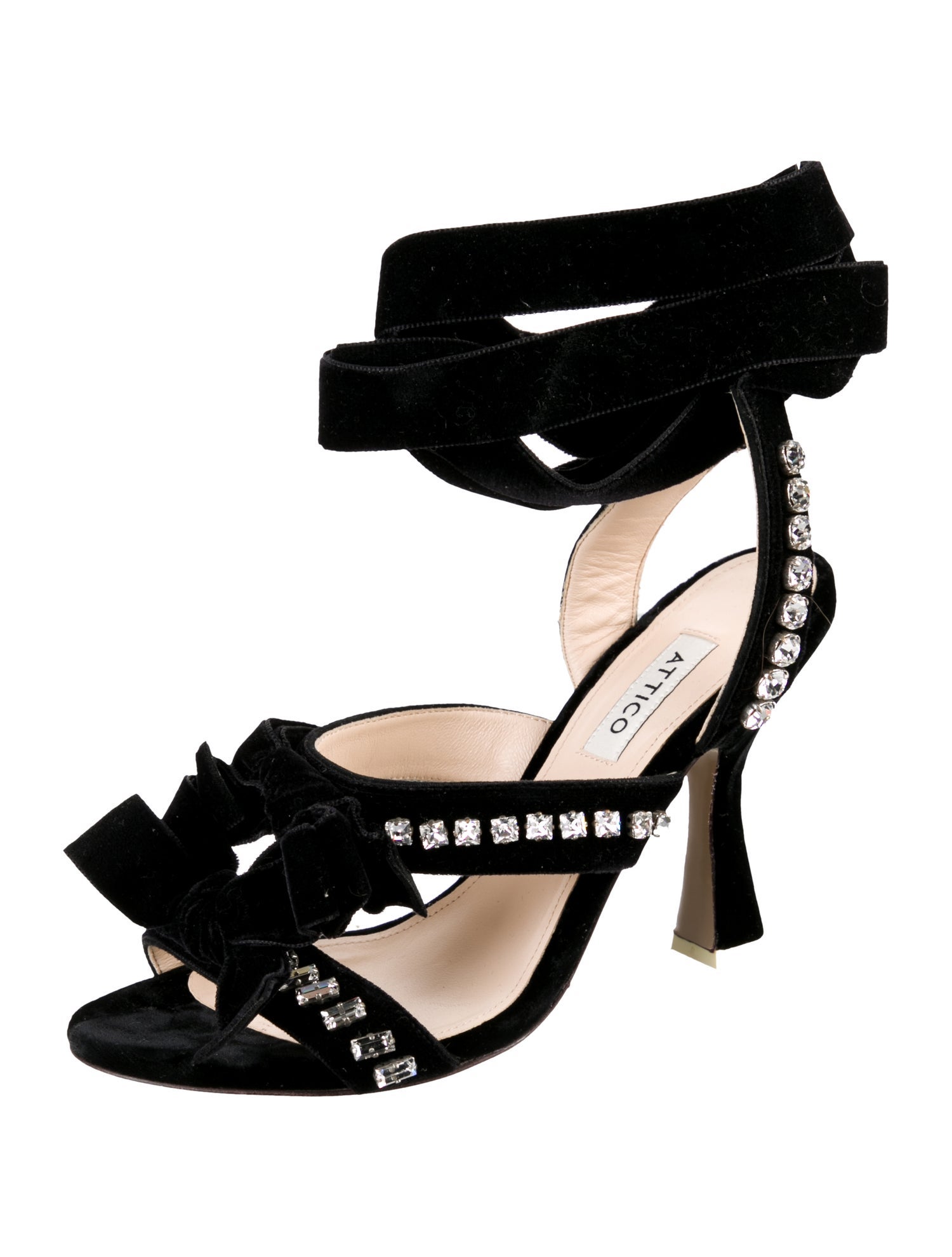 Attico Velvet Crystal Embellishments Sandals