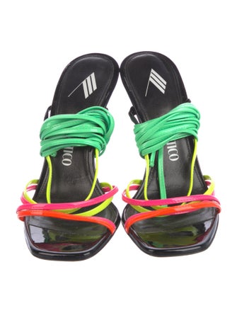 Attico Leather Colorblock Pattern Gladiator Sandals