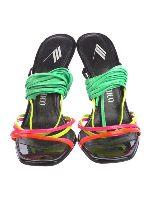 Attico Leather Colorblock Pattern Gladiator Sandals