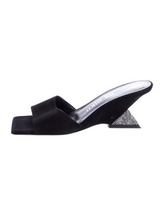 Attico Suede Crystal Embellishments Slides