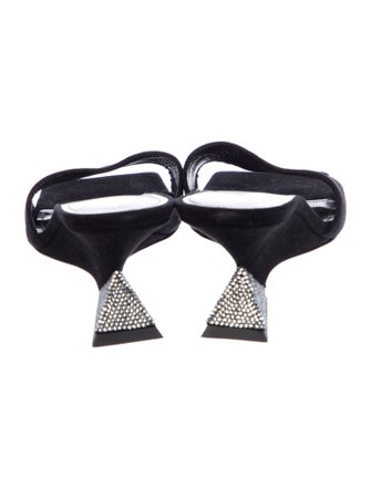 Attico Suede Crystal Embellishments Slides