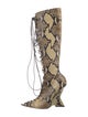 Attico Embossed Leather Animal Print Lace-Up Boots