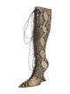Attico Embossed Leather Animal Print Lace-Up Boots