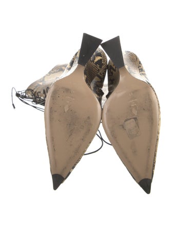 Attico Embossed Leather Animal Print Lace-Up Boots