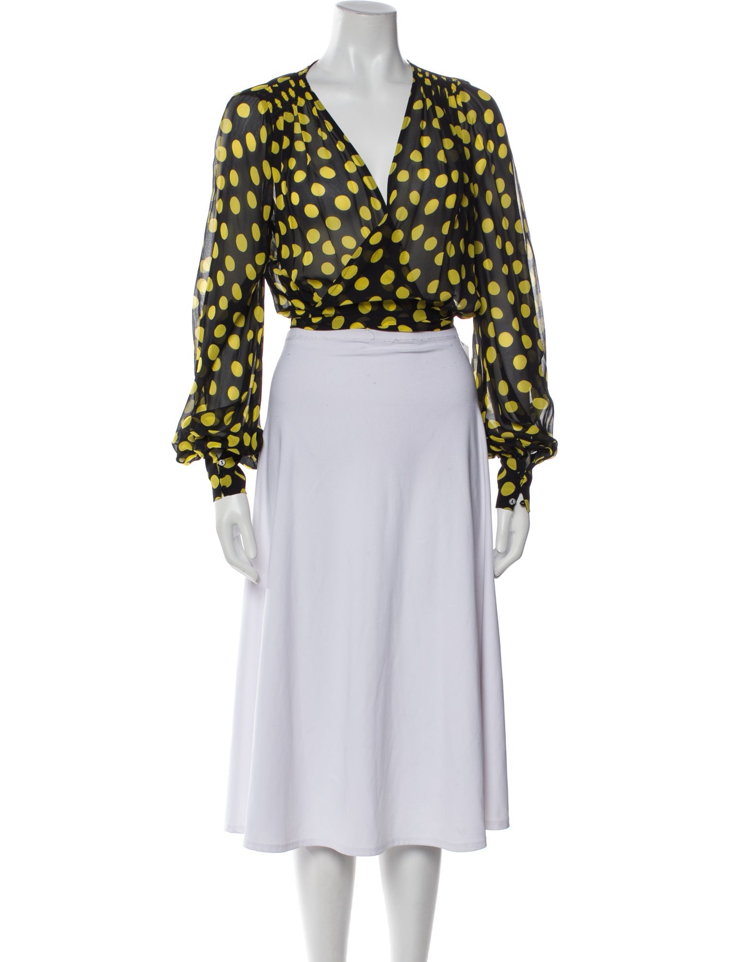 Attico Silk Polka Dot Print Crop Top