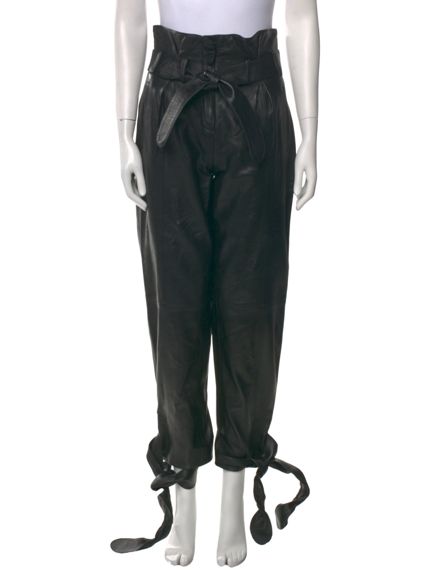 Attico Leather Straight Leg Pants