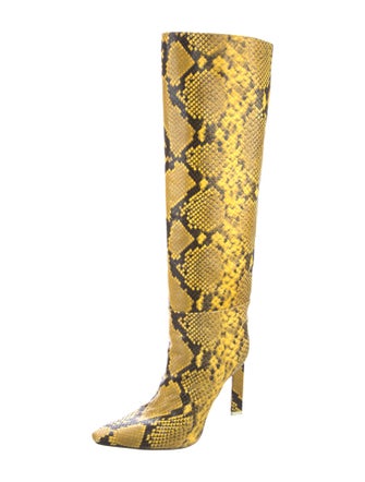 Attico Leather Animal Print Boots