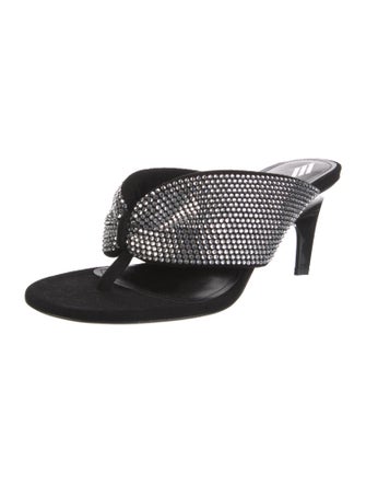 Attico Suede Crystal Embellishments Slides