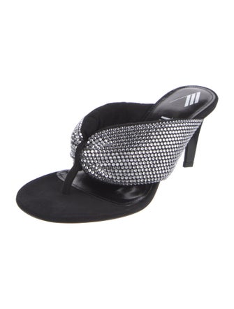 Attico Suede Crystal Embellishments Slides