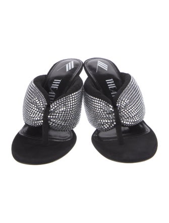 Attico Suede Crystal Embellishments Slides