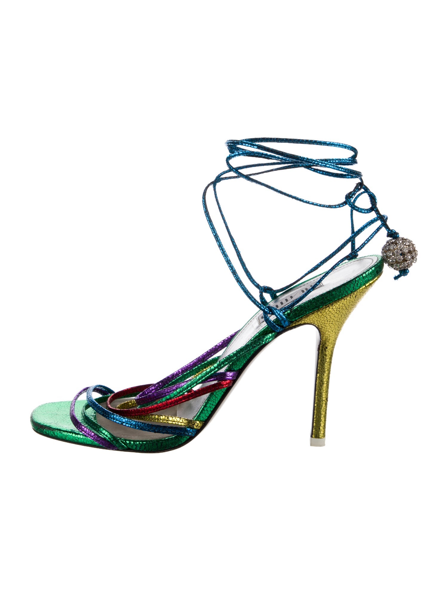 Attico Leather Crystal Embellishments Sandals