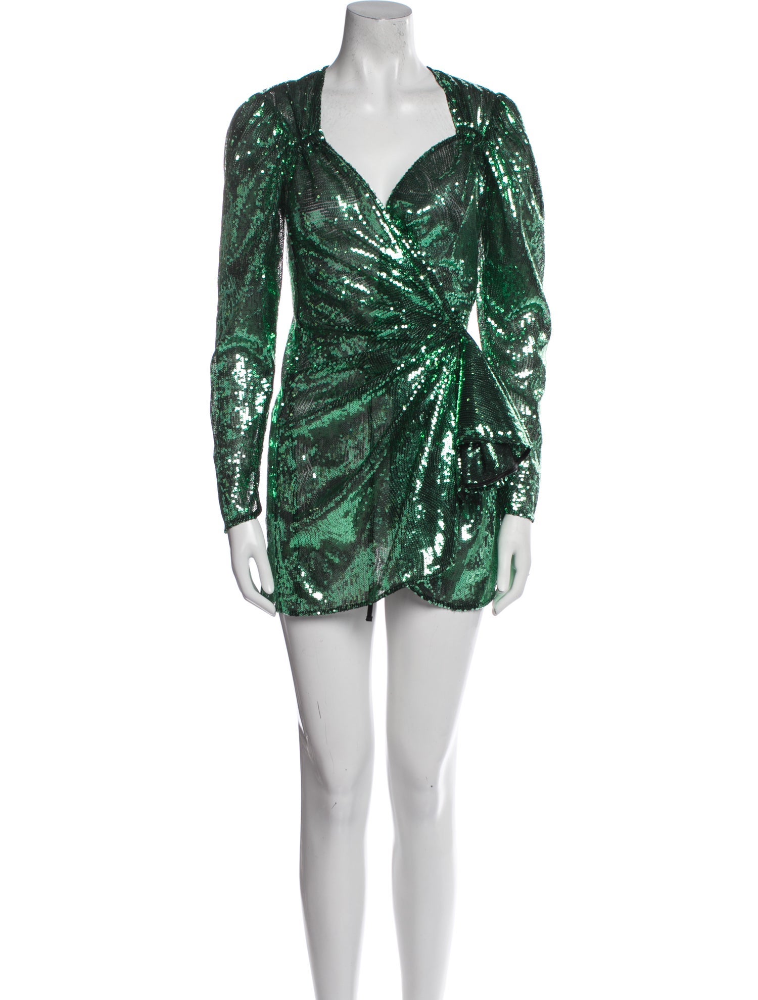 Attico Green Sequin Dress Attico Rhinestone Green Velvet Dress
