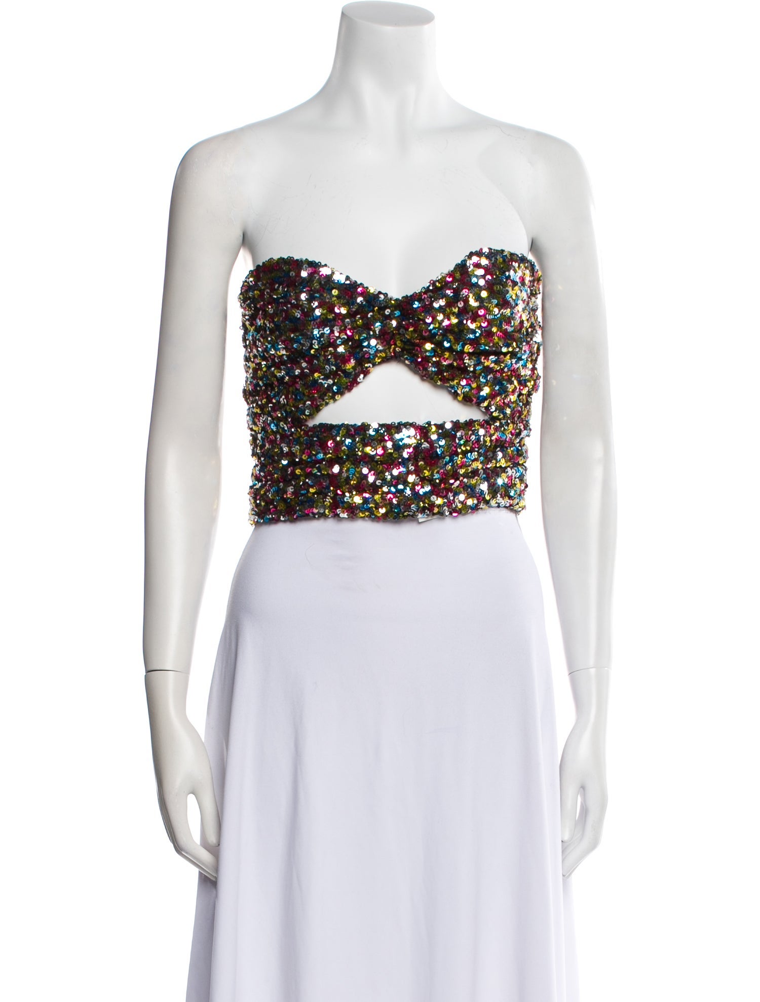 Attico Sequin Strapless Crop Top
