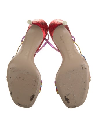 Attico Leather Colorblock Pattern Slingback Sandals