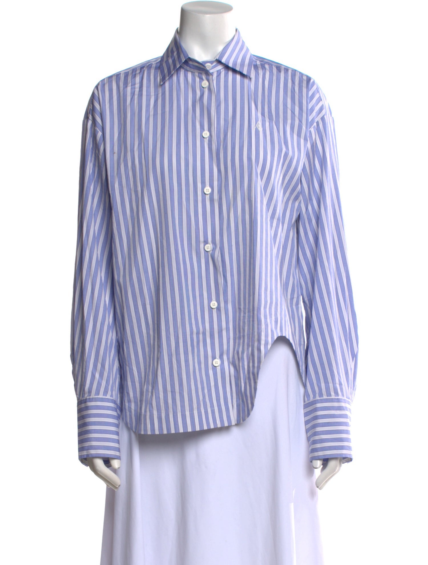 Attico Striped Long Sleeve Button-Up Top