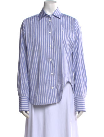 Attico Striped Long Sleeve Button-Up Top