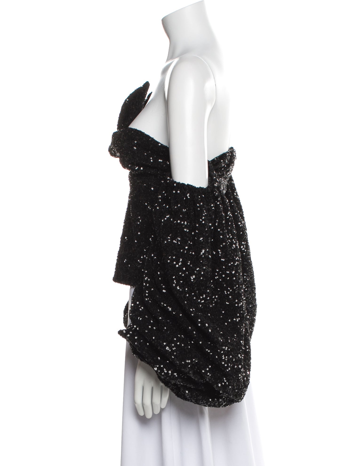 Attico Sequin Off-The-Shoulder Crop Top