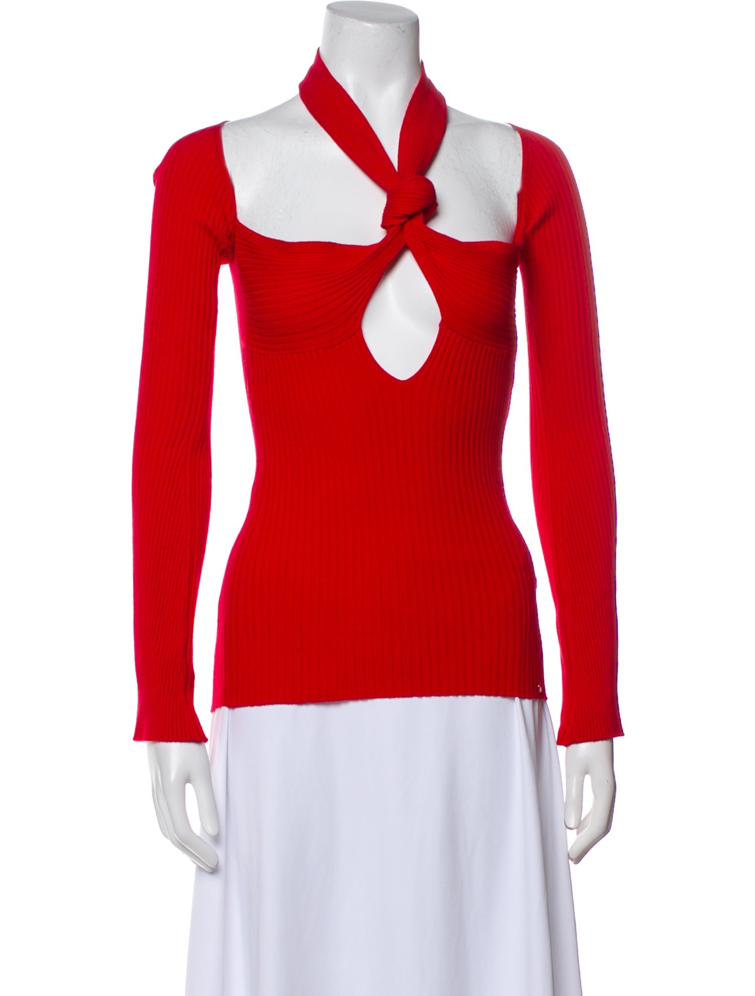 Attico V-Neck Long Sleeve Top