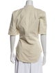 Attico Mock Neck Short Sleeve Button-Up Top