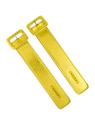 Attico Leather Watersnake Oversized Buckle Ankle Set