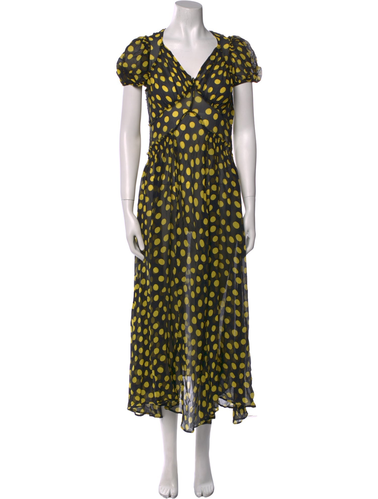 Attico Polka Dot Print Long Dress