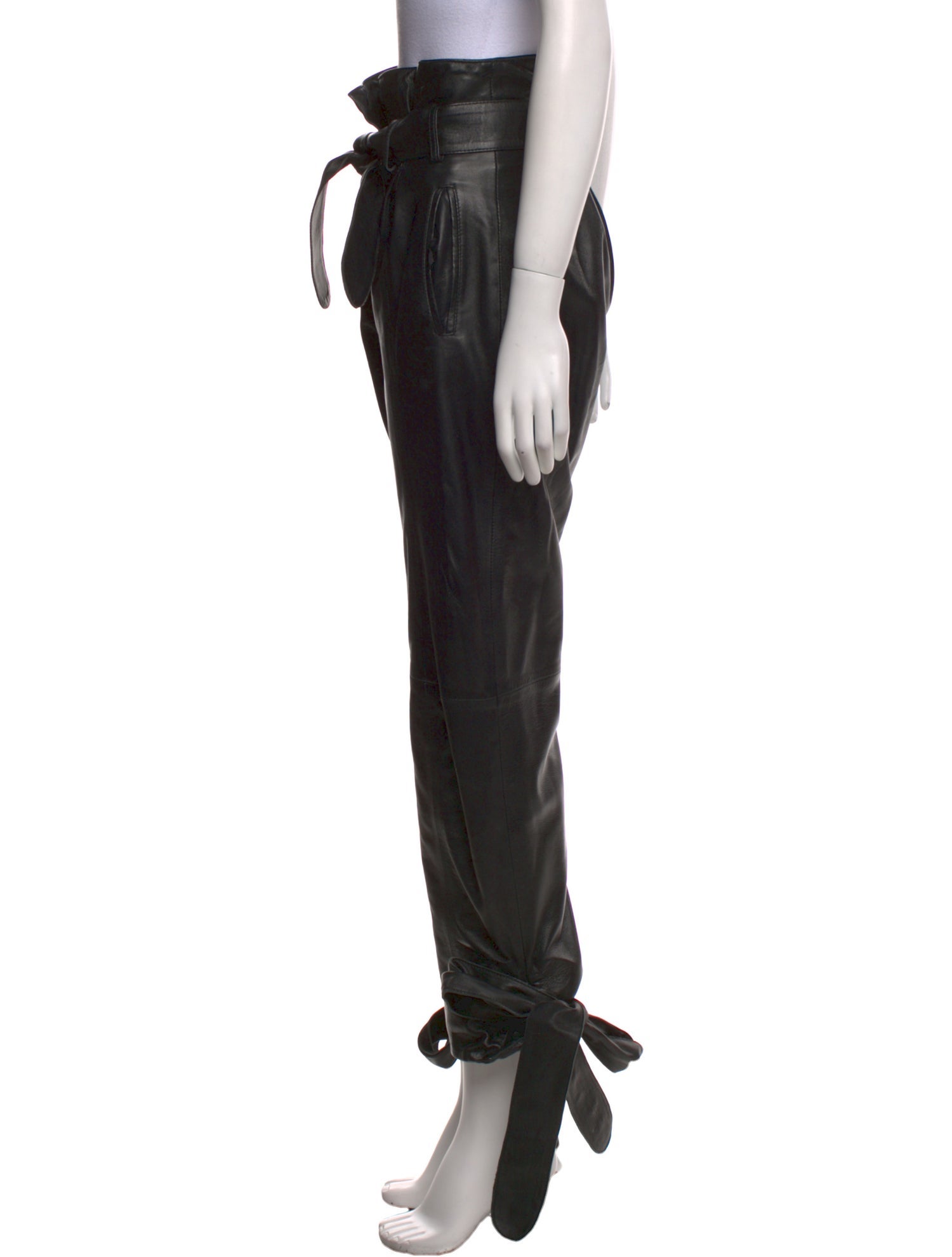 Attico Leather Straight Leg Pants