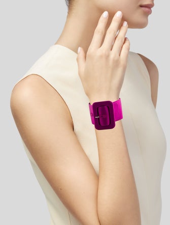 Attico Leather & Satin Buckle Ankle Bracelet