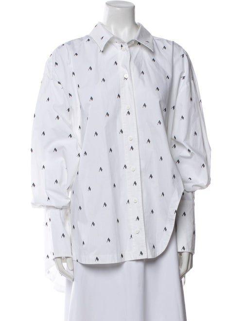 Attico Printed Long Sleeve Button-Up Top